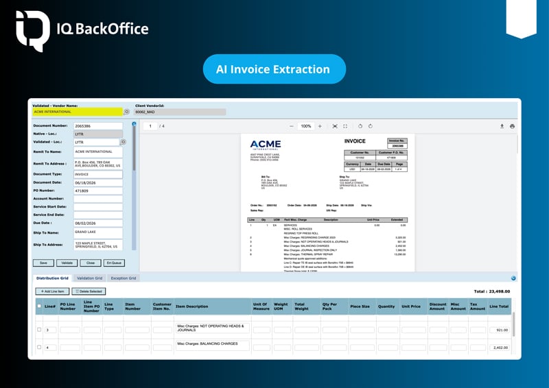 AI Invoice Extraction at IQ BackOffice